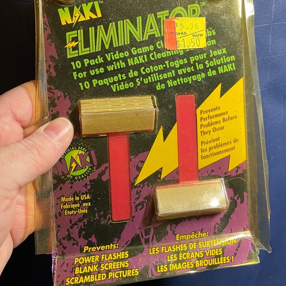 VTG 90s Naki Eliminator cleaning swabs Sega & Nintendo cartridges (10ct) New! - Picture 4 of 4
